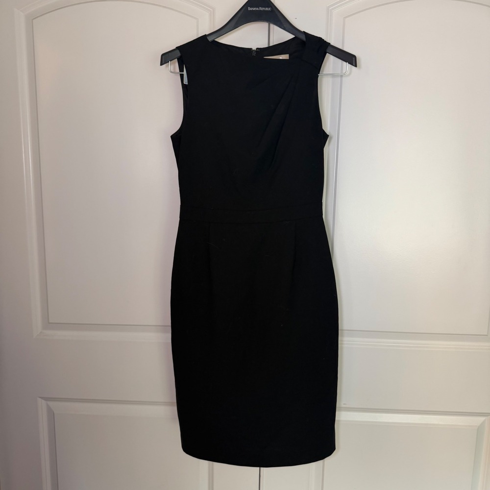 Banana Republic Womens Black Sleeveless Pleated Sheath Dress Size 4 Office Wear